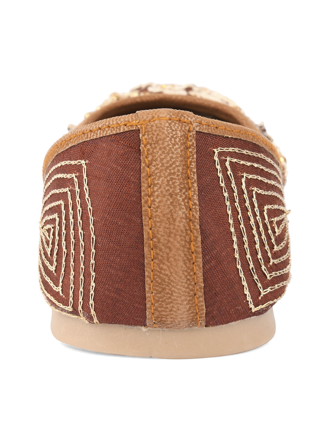 Desi Colour Women Indian Ethnic Footwear-Brown Dabka | Grocsy