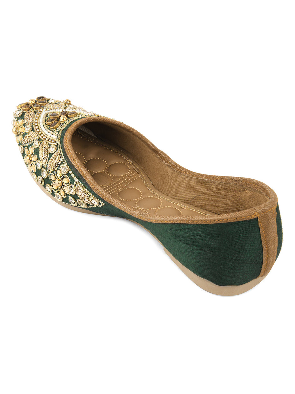 Desi Colour Women Indian Ethnic Footwear-Green Stone | Grocsy