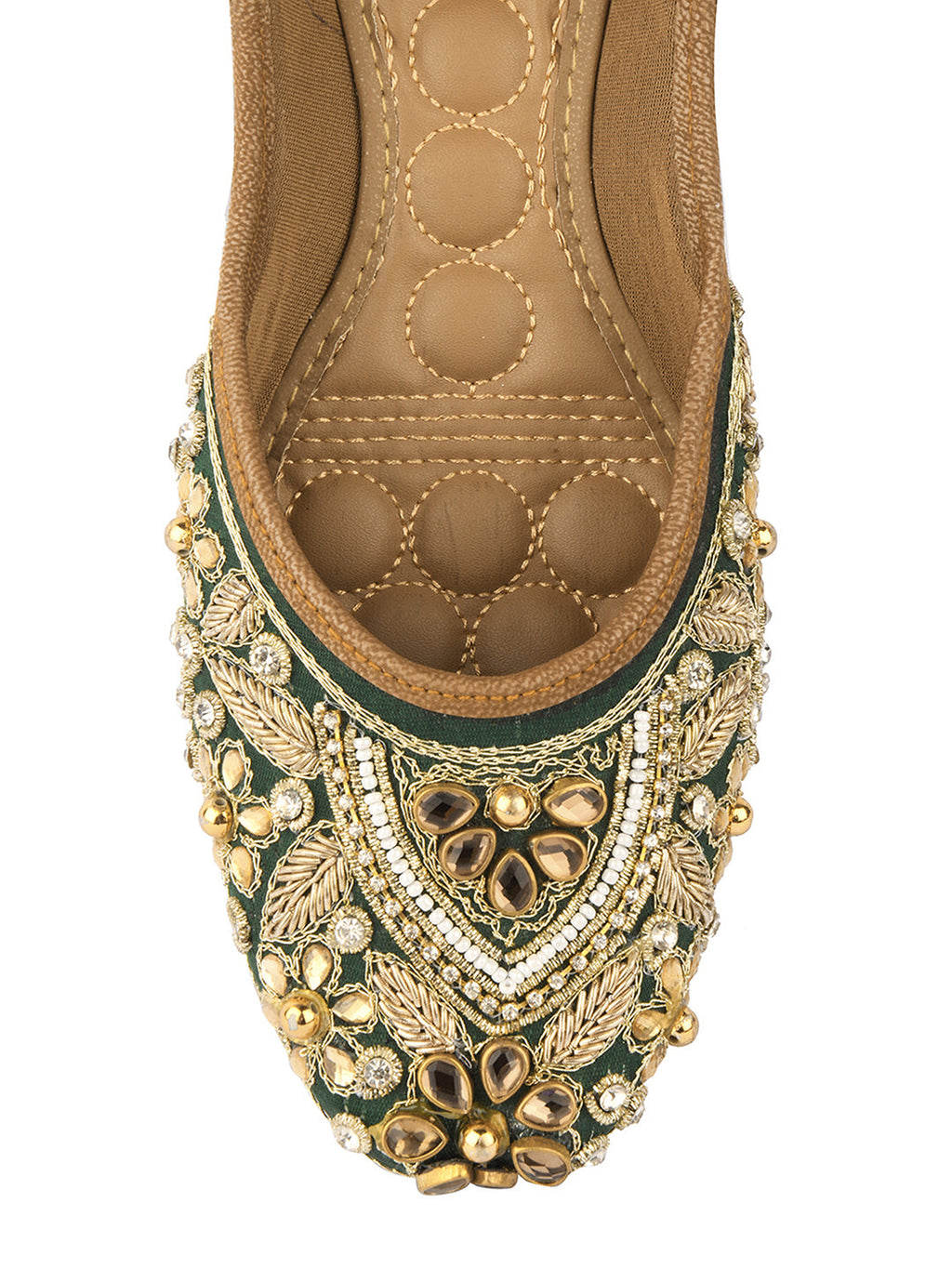 Desi Colour Women Indian Ethnic Footwear-Green Stone | Grocsy