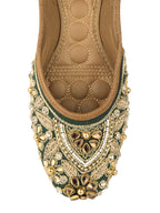 Desi Colour Women Indian Ethnic Footwear-Green Stone | Grocsy