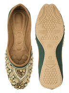 Desi Colour Women Indian Ethnic Footwear-Green Stone | Grocsy