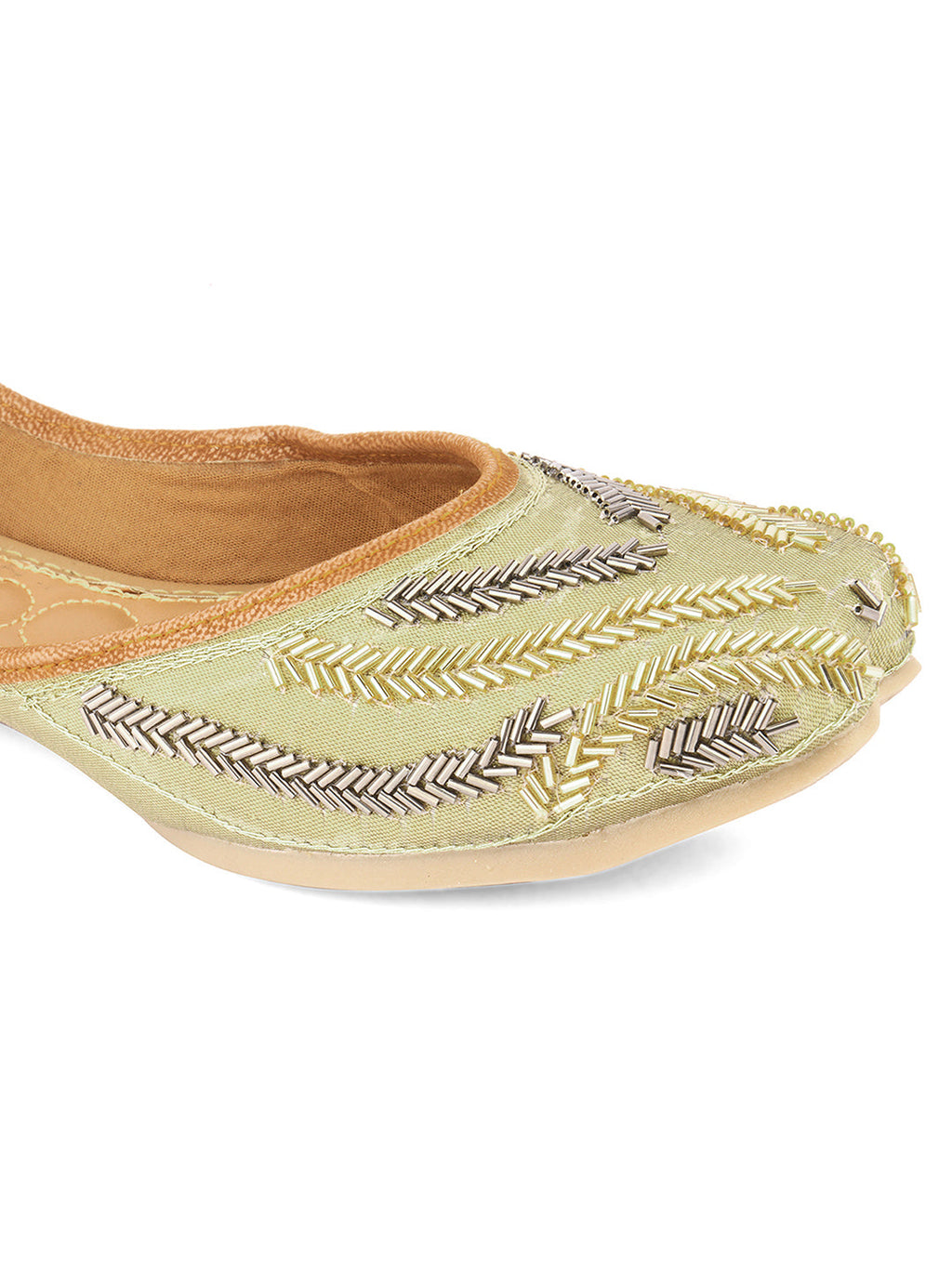 Desi Colour Women Indian Ethnic Footwear-Gold Lines | Grocsy