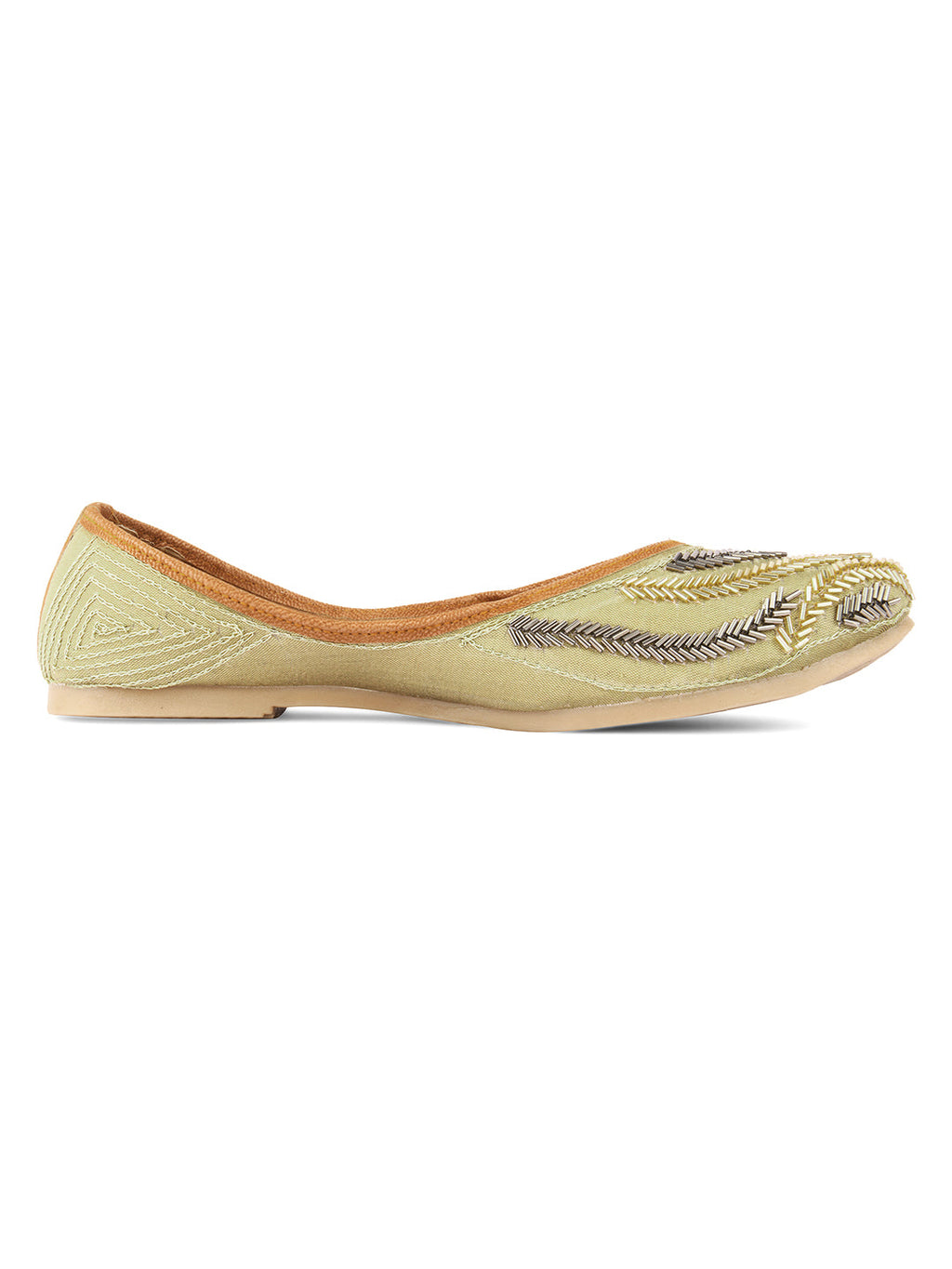 Desi Colour Women Indian Ethnic Footwear-Gold Lines | Grocsy