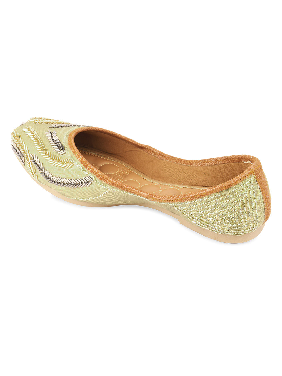 Desi Colour Women Indian Ethnic Footwear-Gold Lines | Grocsy