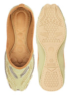 Desi Colour Women Indian Ethnic Footwear-Gold Lines | Grocsy