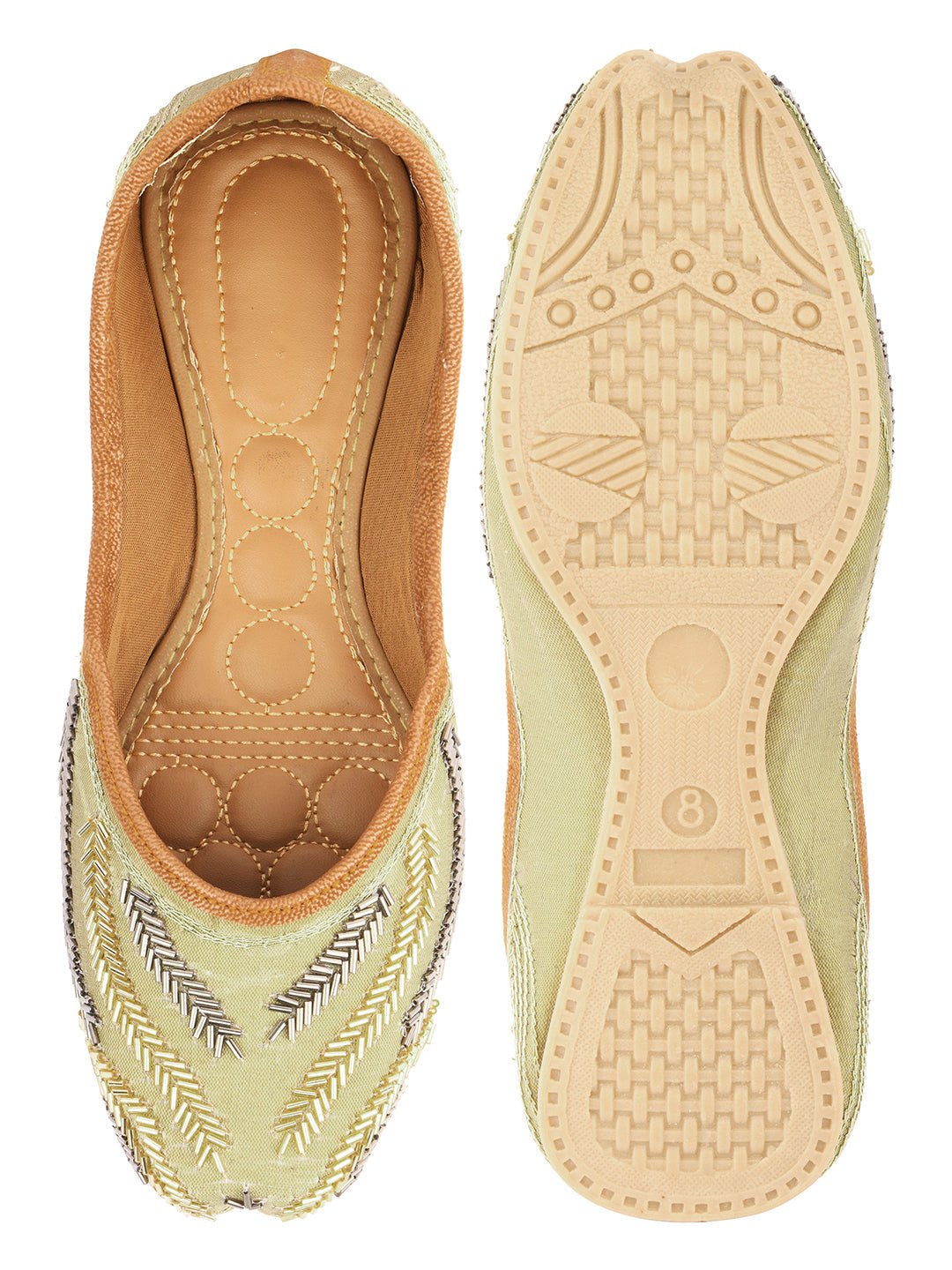 Desi Colour Women Indian Ethnic Footwear-Gold Lines | Grocsy