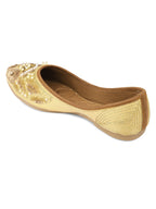 Desi Colour Women Indian Ethnic Footwear-Golden Heavy Work | Grocsy