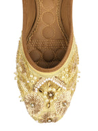 Desi Colour Women Indian Ethnic Footwear-Golden Heavy Work | Grocsy
