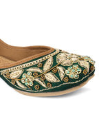 Desi Colour Women Indian Ethnic Footwear-Green Flower | Grocsy