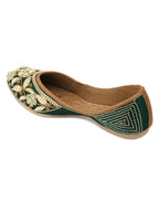 Desi Colour Women Indian Ethnic Footwear-Green Flower | Grocsy