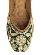 Desi Colour Women Indian Ethnic Footwear-Green Flower | Grocsy