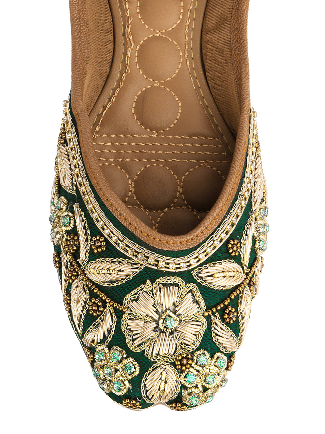 Desi Colour Women Indian Ethnic Footwear-Green Flower | Grocsy