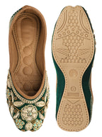 Desi Colour Women Indian Ethnic Footwear-Green Flower | Grocsy