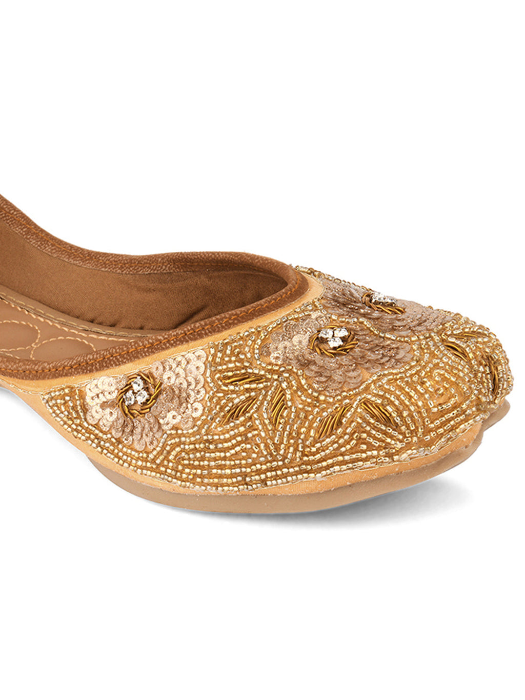 Desi Colour Women Indian Ethnic Footwear-Party Collection - Gold Pearl | Grocsy
