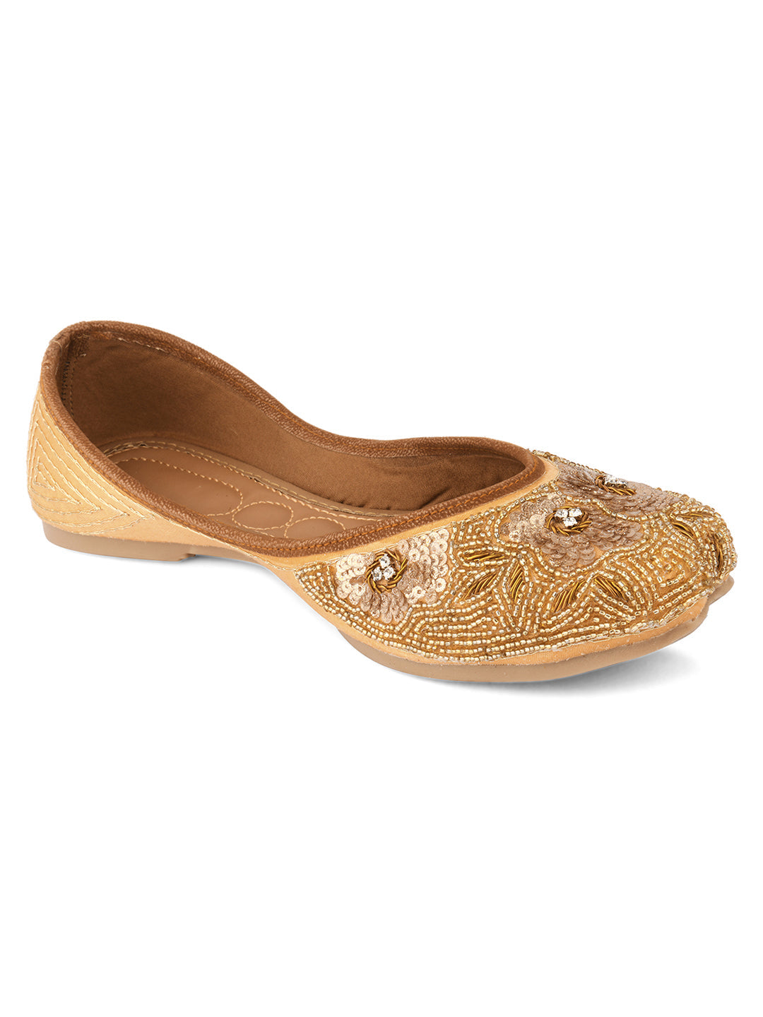 Desi Colour Women Indian Ethnic Footwear-Party Collection - Gold Pearl | Grocsy