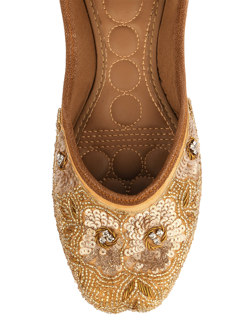 Desi Colour Women Indian Ethnic Footwear-Party Collection - Gold Pearl | Grocsy
