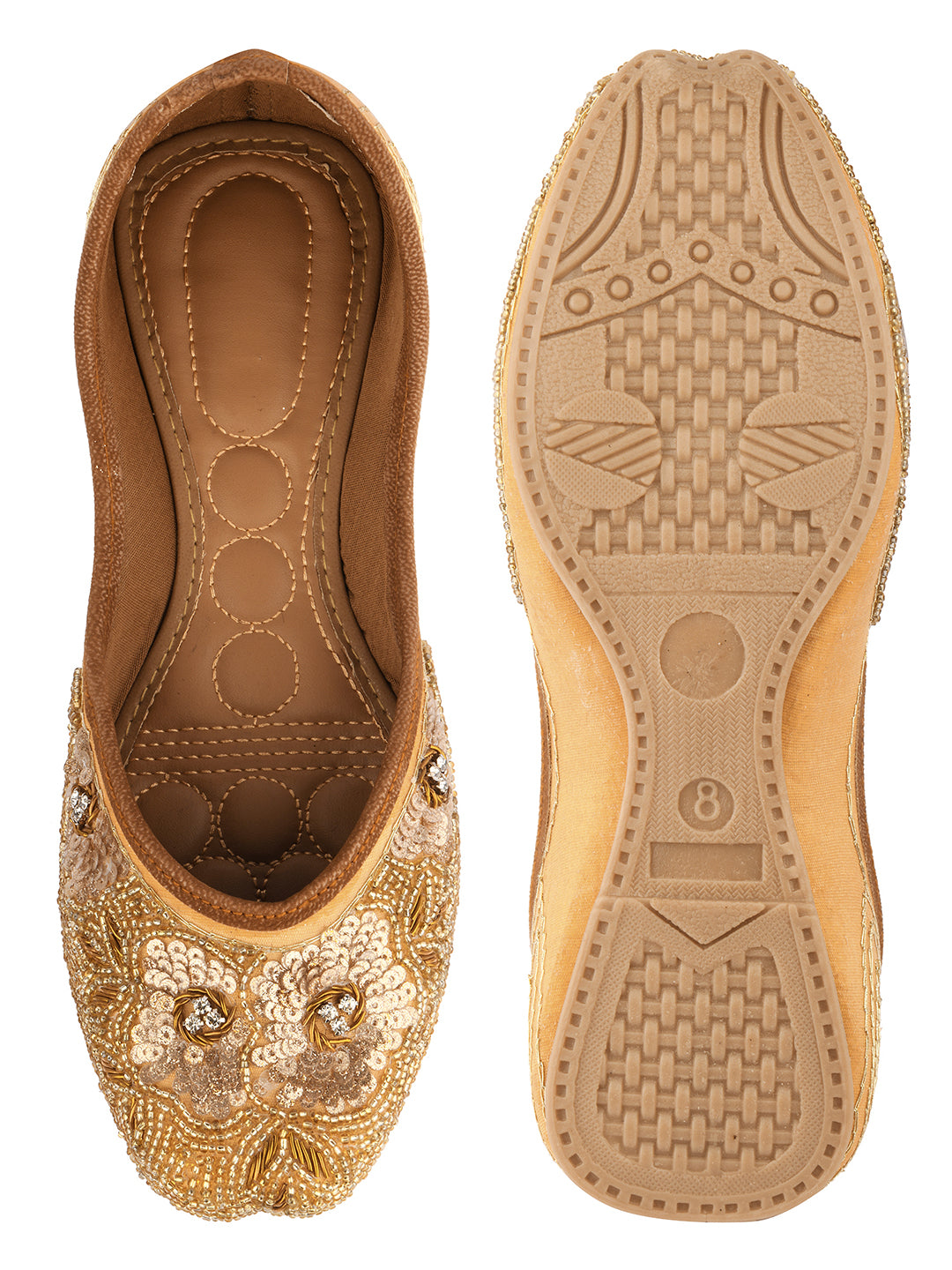 Desi Colour Women Indian Ethnic Footwear-Party Collection - Gold Pearl | Grocsy