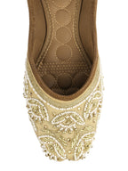 Desi Colour Women Indian Ethnic Footwear-Party Collection - Gold White Pearl | Grocsy