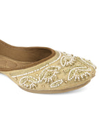 Desi Colour Women Indian Ethnic Footwear-Party Collection - Gold White Pearl | Grocsy
