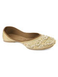 Desi Colour Women Indian Ethnic Footwear-Party Collection - Gold White Pearl | Grocsy
