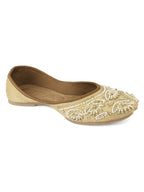 Desi Colour Women Indian Ethnic Footwear-Party Collection - Gold White Pearl | Grocsy