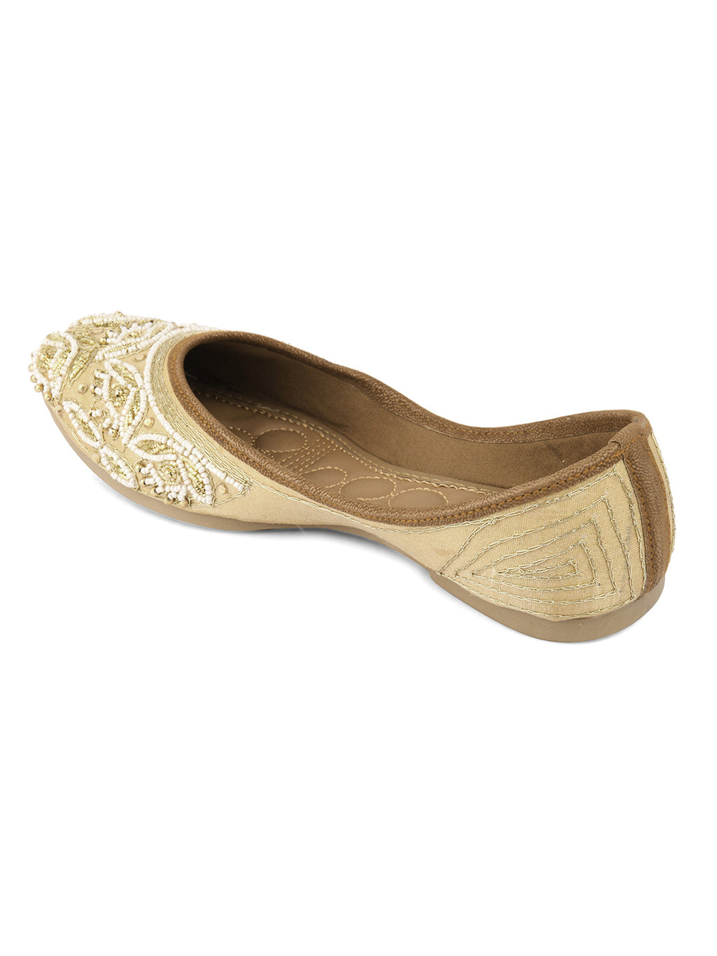 Desi Colour Women Indian Ethnic Footwear-Party Collection - Gold White Pearl | Grocsy