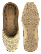 Desi Colour Women Indian Ethnic Footwear-Party Collection - Gold White Pearl | Grocsy