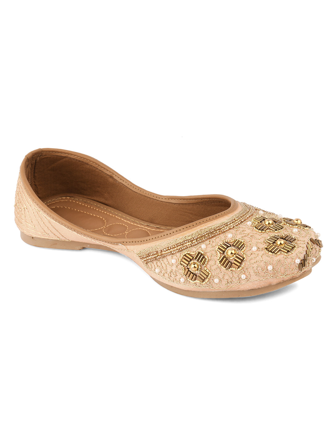 Desi Colour Women Indian Ethnic Footwear-Party Collection - Peach | Grocsy