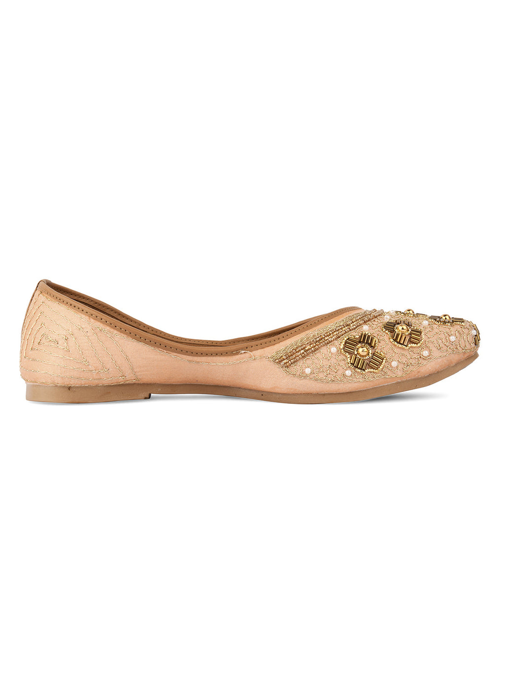 Desi Colour Women Indian Ethnic Footwear-Party Collection - Peach | Grocsy