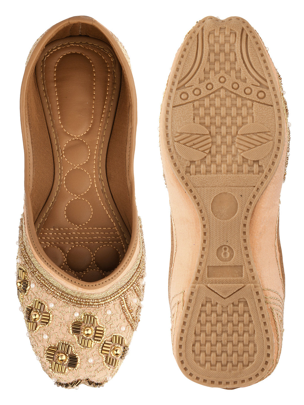 Desi Colour Women Indian Ethnic Footwear-Party Collection - Peach | Grocsy
