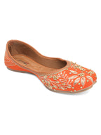 Desi Colour Women Indian Ethnic Footwear-Orange Dabka | Grocsy