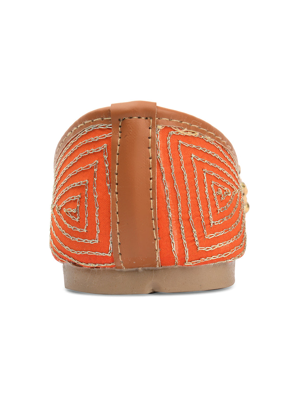 Desi Colour Women Indian Ethnic Footwear-Orange Dabka | Grocsy