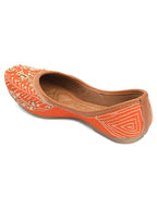 Desi Colour Women Indian Ethnic Footwear-Orange Dabka | Grocsy