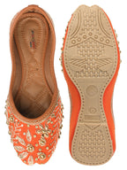 Desi Colour Women Indian Ethnic Footwear-Orange Dabka | Grocsy