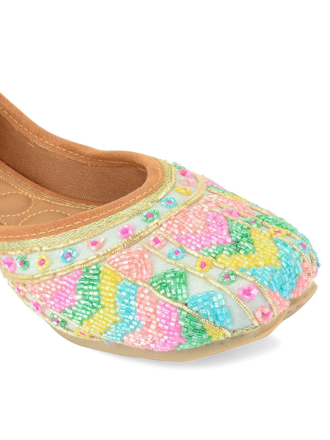 Desi Colour Women Indian Ethnic Footwear-Grey Multicolour | Grocsy
