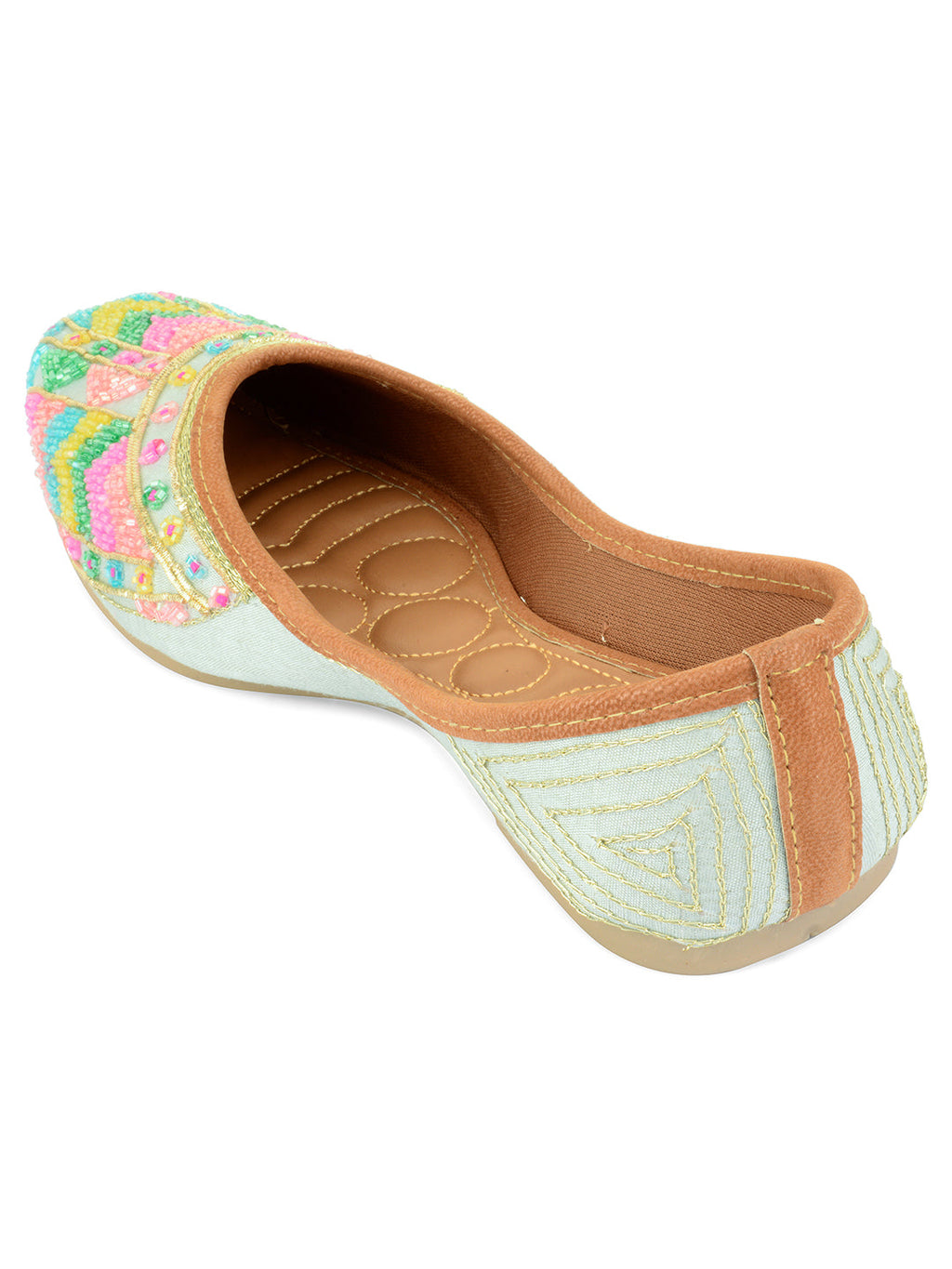 Desi Colour Women Indian Ethnic Footwear-Grey Multicolour | Grocsy