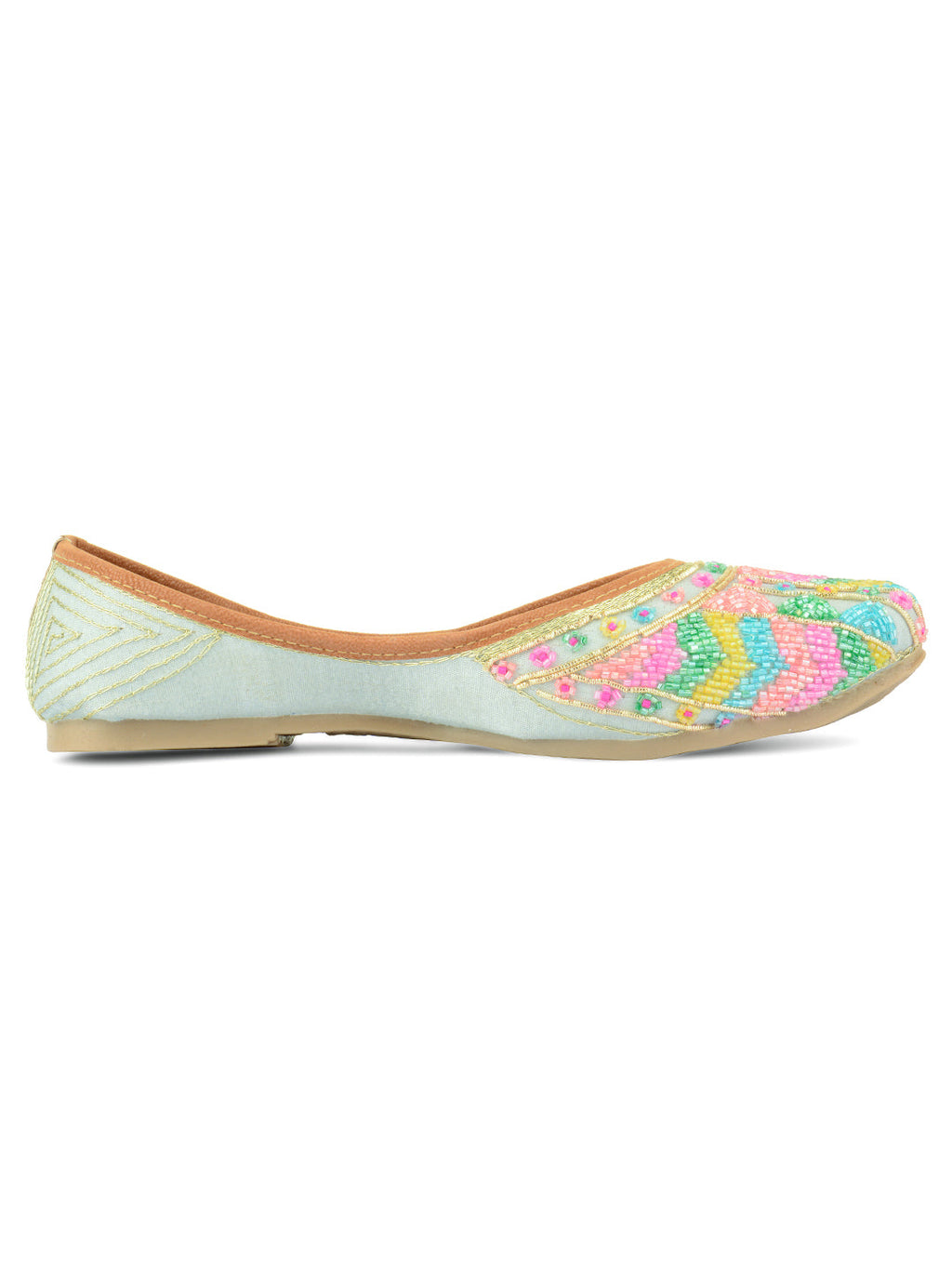 Desi Colour Women Indian Ethnic Footwear-Grey Multicolour | Grocsy
