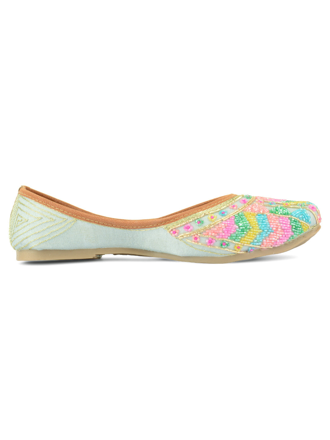 Desi Colour Women Indian Ethnic Footwear-Grey Multicolour | Grocsy