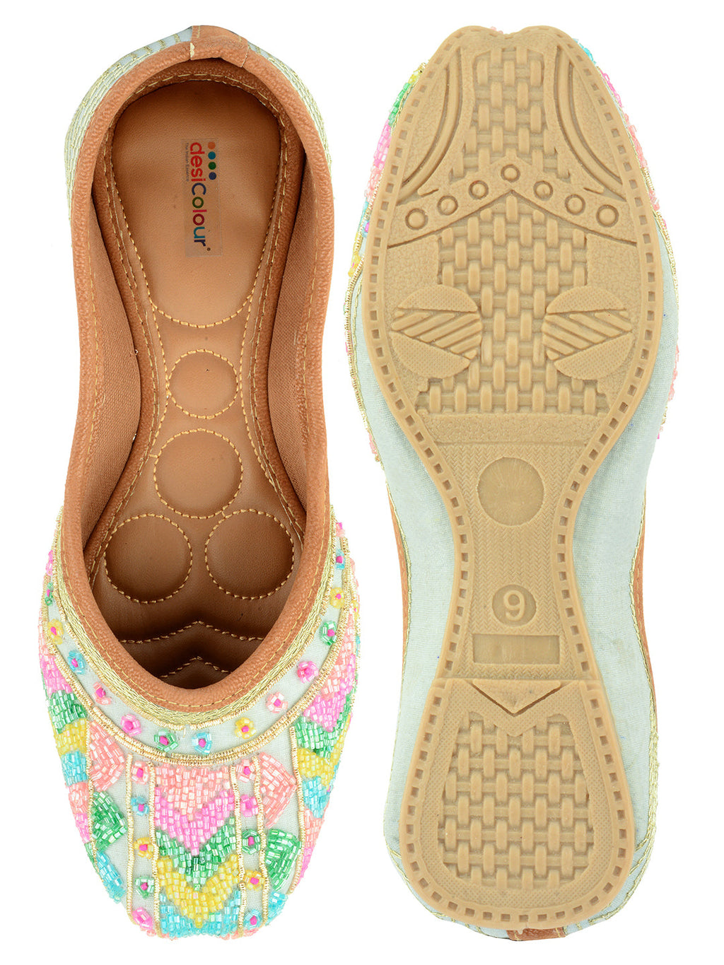 Desi Colour Women Indian Ethnic Footwear-Grey Multicolour | Grocsy