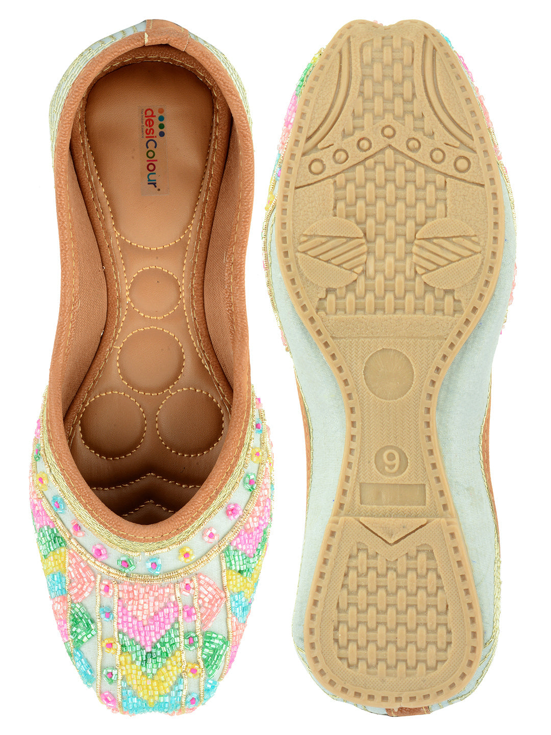 Desi Colour Women Indian Ethnic Footwear-Grey Multicolour | Grocsy