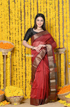 Very Much Indian Rajsi - Handloom Ari Checks Cotton Silk Saree with Golden Border in Maroon | Grocsy