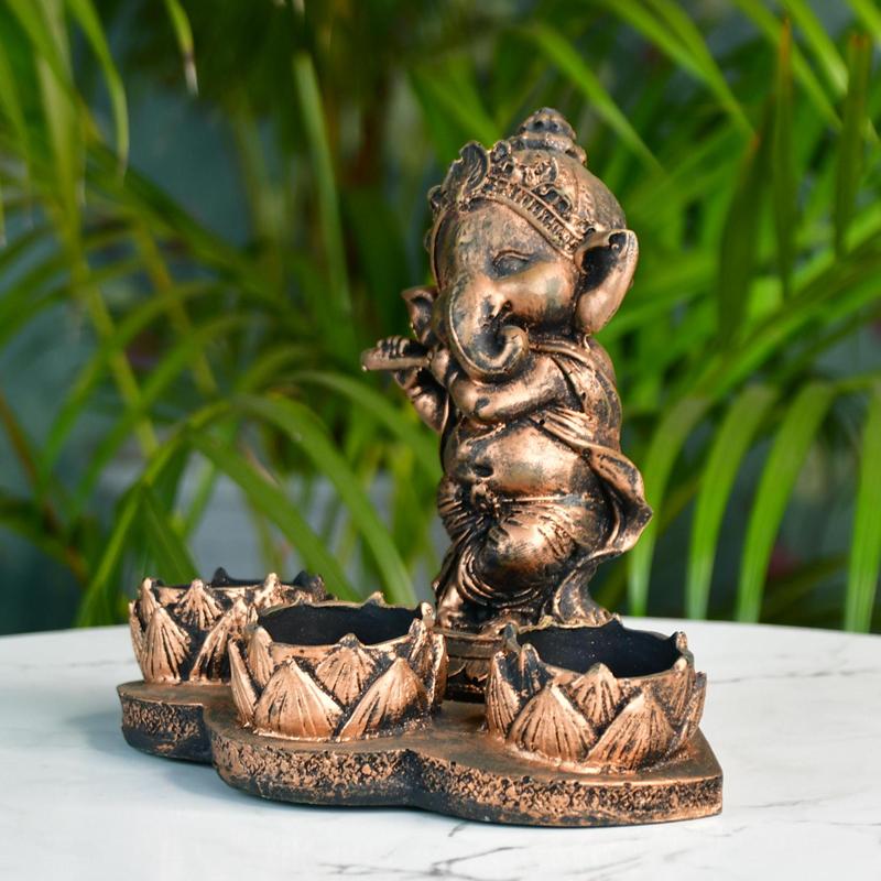 Ganesh Resin Candle Holder by Sowpeace / Artisan Home Decor & Showpiece | Grocsy