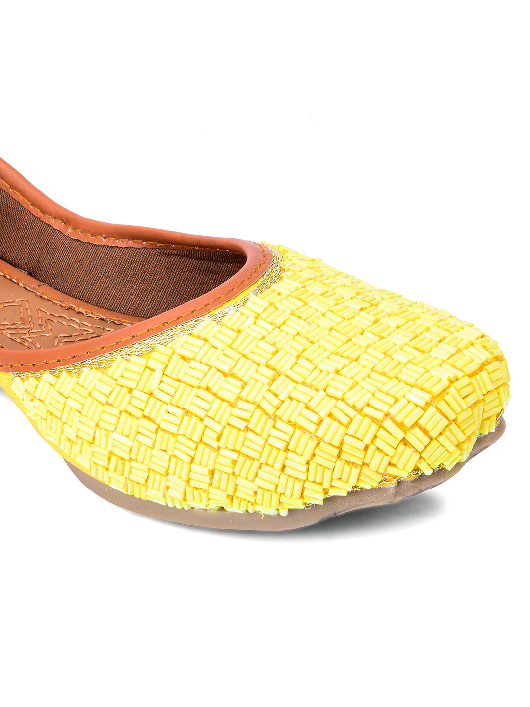 Desi Colour Women Indian Ethnic Footwear-Yellow Pipe | Grocsy
