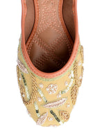 Desi Colour Women Indian Ethnic Footwear-Gold Emb | Grocsy