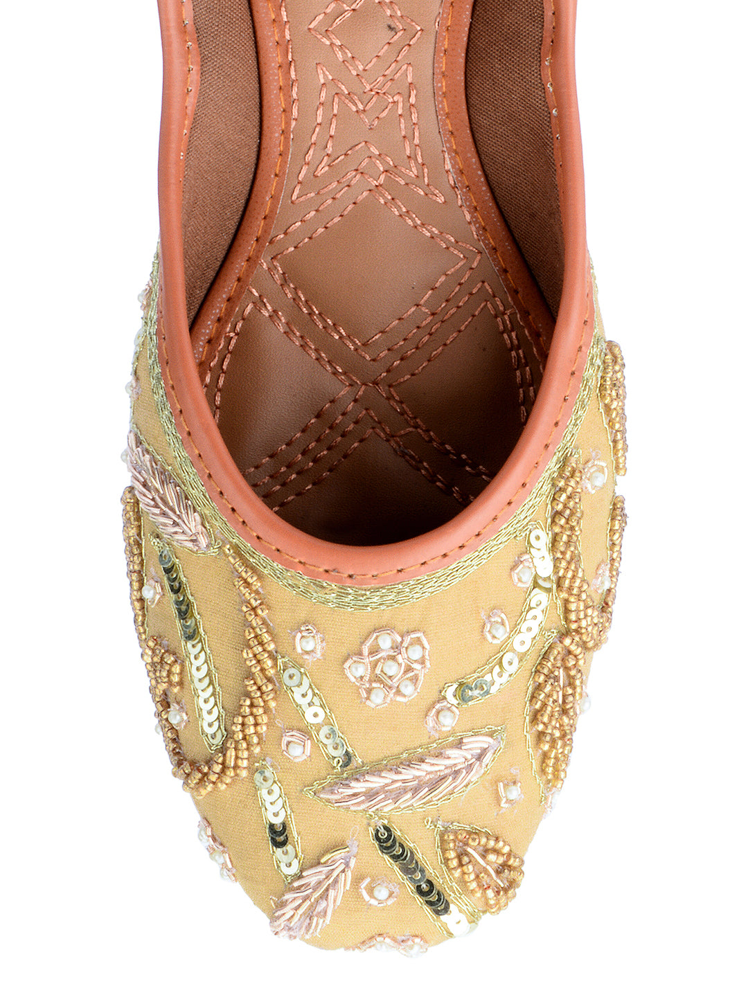 Desi Colour Women Indian Ethnic Footwear-Gold Emb | Grocsy