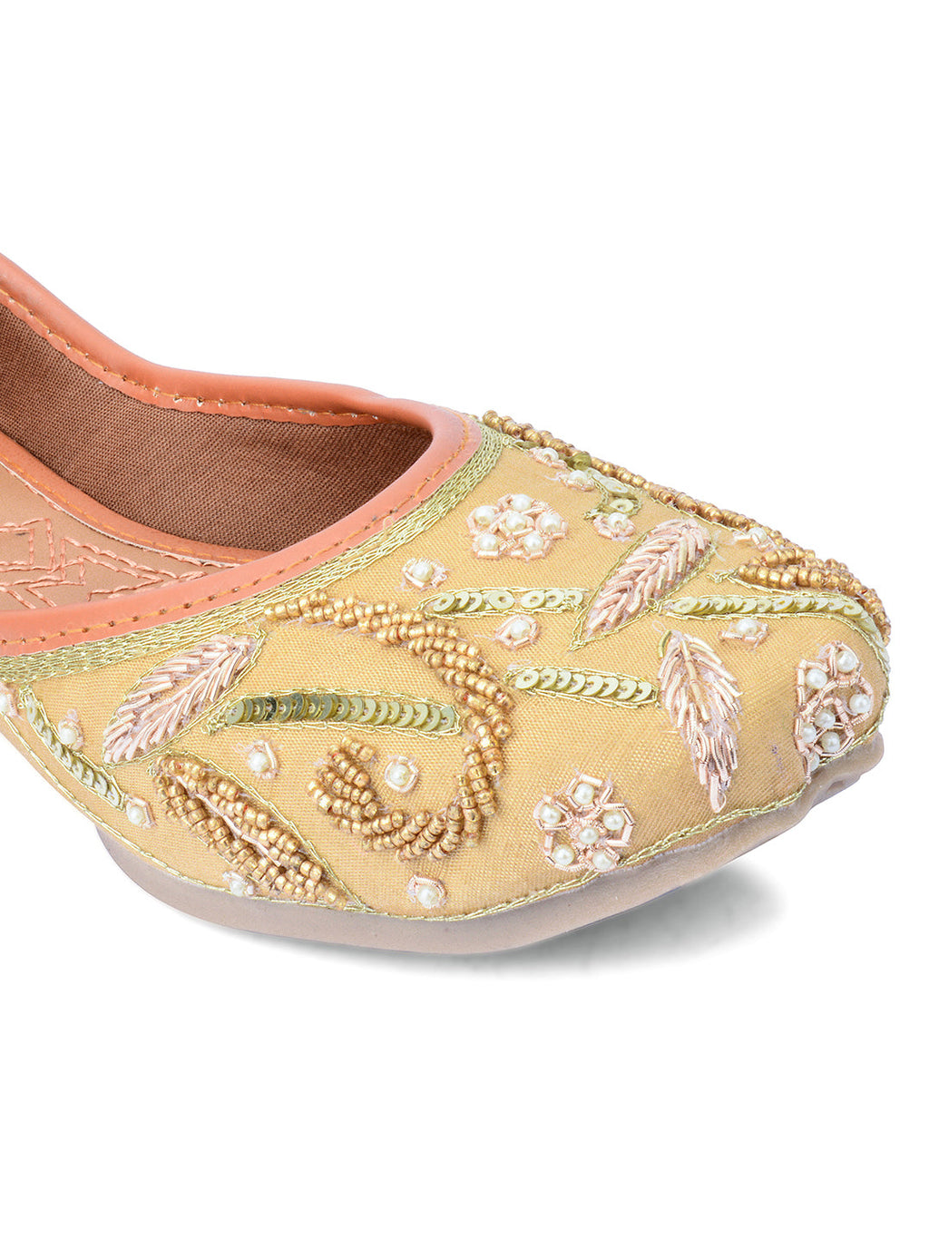 Desi Colour Women Indian Ethnic Footwear-Gold Emb | Grocsy