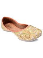 Desi Colour Women Indian Ethnic Footwear-Gold Emb | Grocsy
