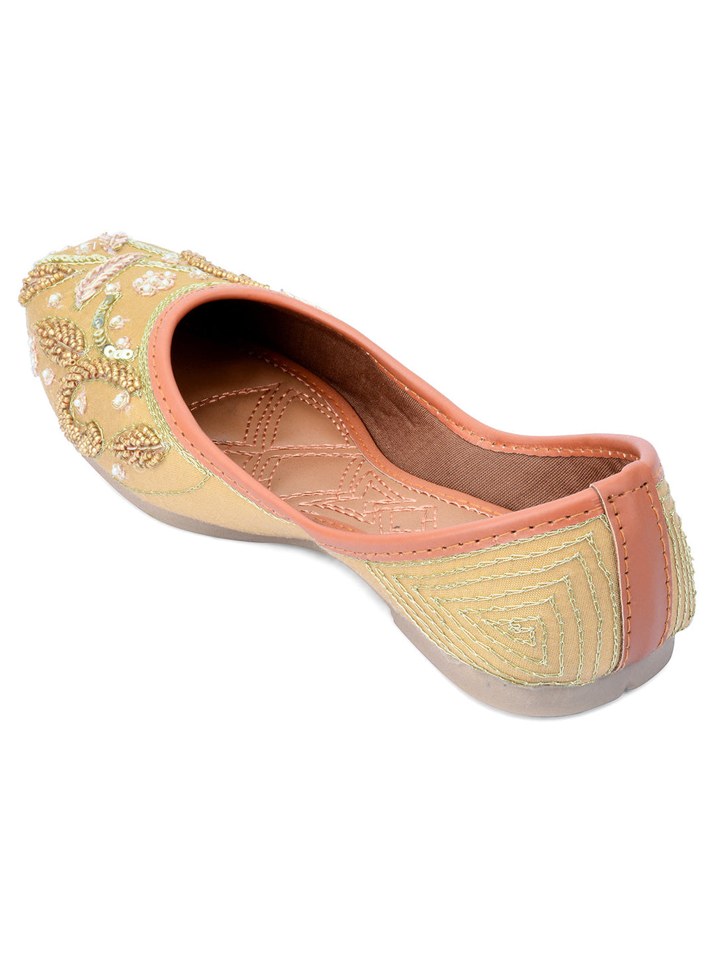 Desi Colour Women Indian Ethnic Footwear-Gold Emb | Grocsy