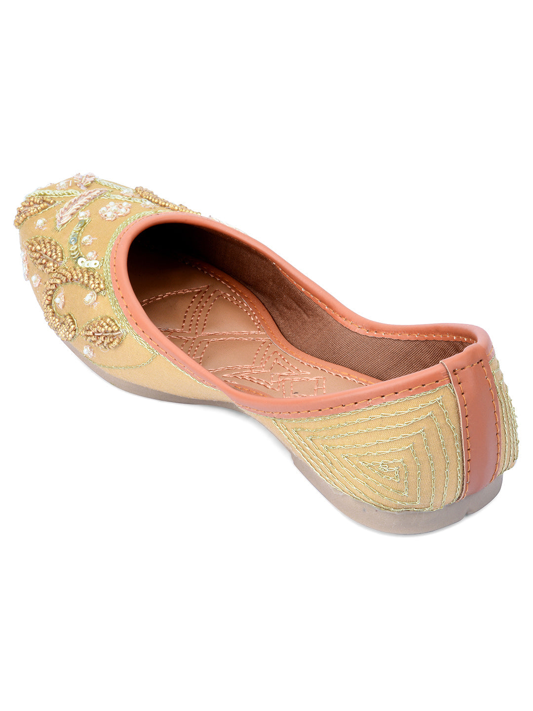 Desi Colour Women Indian Ethnic Footwear-Gold Emb | Grocsy