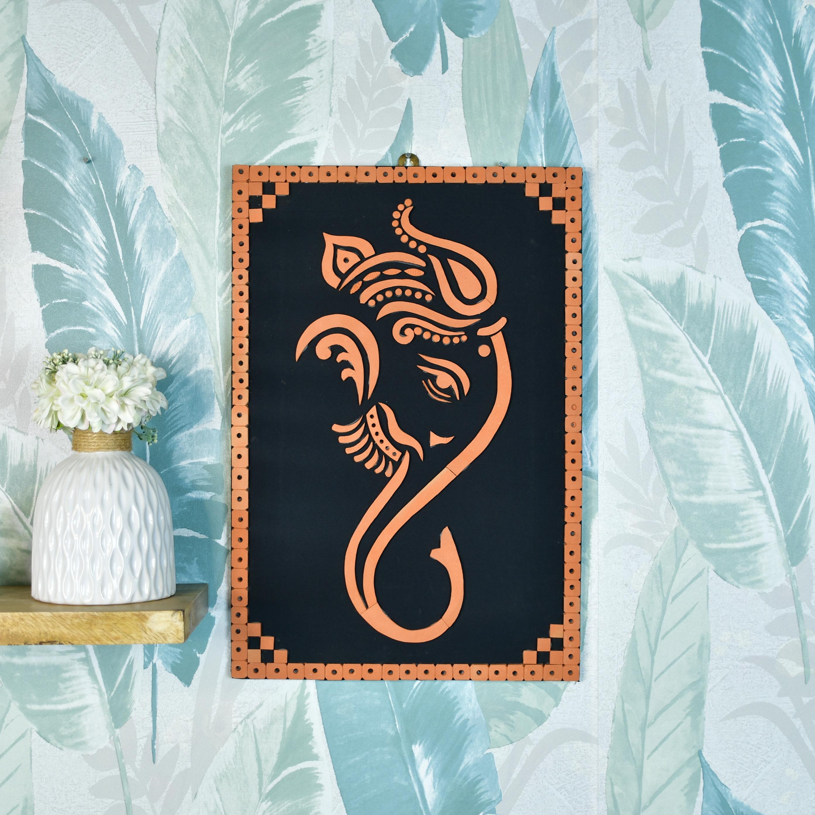Sowpeace Abstract terracotta ganesh wall decor | Grocsy